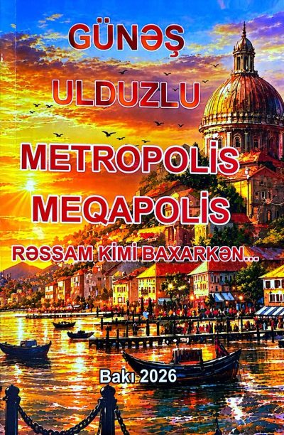 Günəş ulduzlu metropolis meqapolis rəssam kimi baxarkən